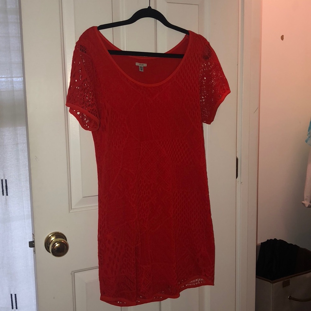 Coral colored net summer dress